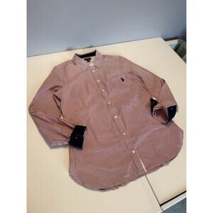 US Polo Assn Women's Button Down Long Sleeve Shirt - Red Striped - Size M - NWT